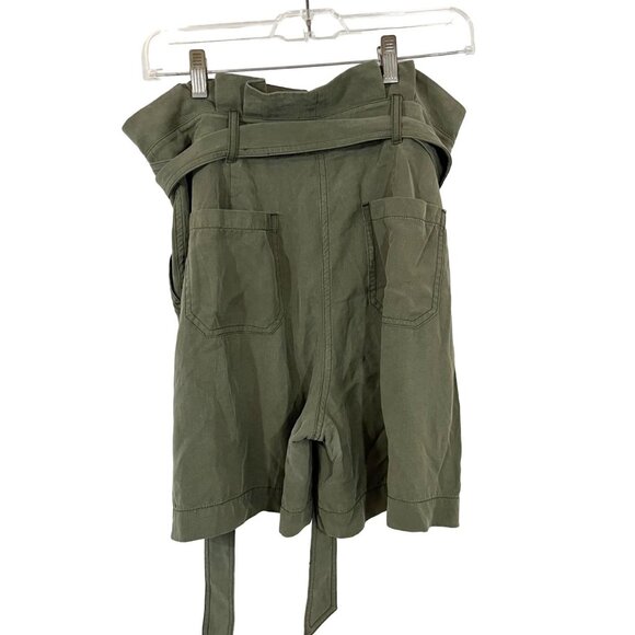 Boden Elgin Paperbag Shorts High Rise Green Lyocell Pockets - Size 8 - Picture 3 of 9